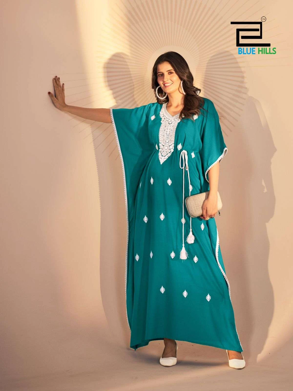Blue Hills Honey Rayon Wholesale Fancy Kaftan Catalog — Wholesale Kurtis, Blue Hills wholesale from Surat — view 4